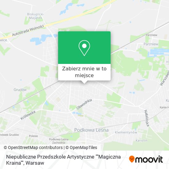 Mapa Niepubliczne Przedszkole Artystyczne ""Magiczna Kraina""