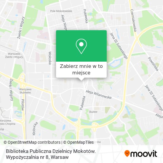 Mapa Biblioteka Publiczna Dzielnicy Mokotów. Wypożyczalnia nr 8