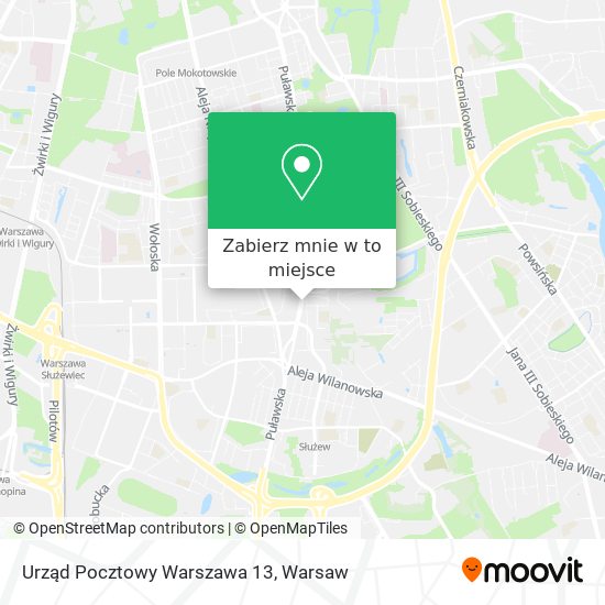 Mapa Urząd Pocztowy Warszawa 13