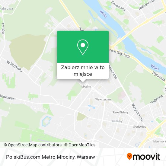 Mapa PolskiBus.com Metro Młociny