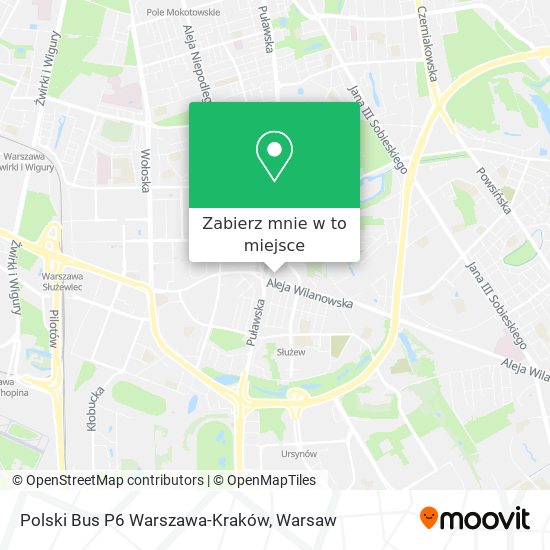 Mapa Polski Bus P6 Warszawa-Kraków