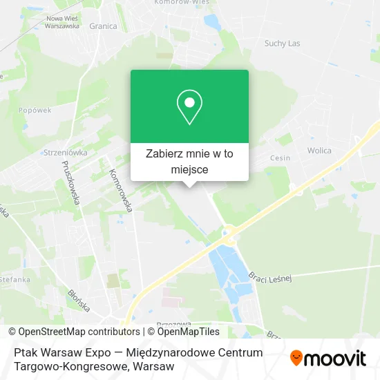 Mapa Ptak Warsaw Expo — Międzynarodowe Centrum Targowo-Kongresowe