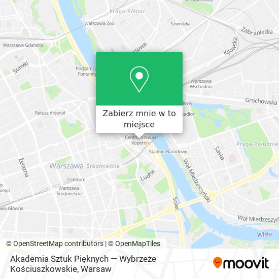 Mapa Akademia Sztuk Pięknych — Wybrzeże Kościuszkowskie