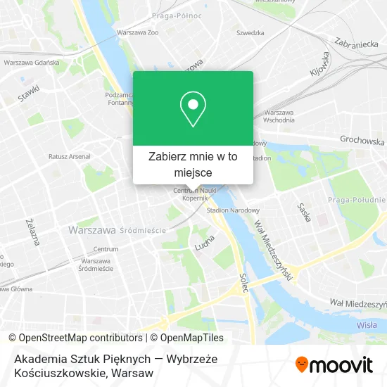 Mapa Akademia Sztuk Pięknych — Wybrzeże Kościuszkowskie