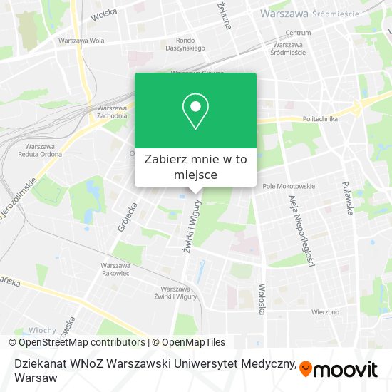 Mapa Dziekanat WNoZ Warszawski Uniwersytet Medyczny