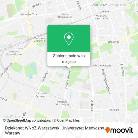 Mapa Dziekanat WNoZ Warszawski Uniwersytet Medyczny