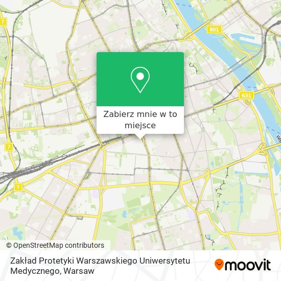 Mapa Zakład Protetyki Warszawskiego Uniwersytetu Medycznego