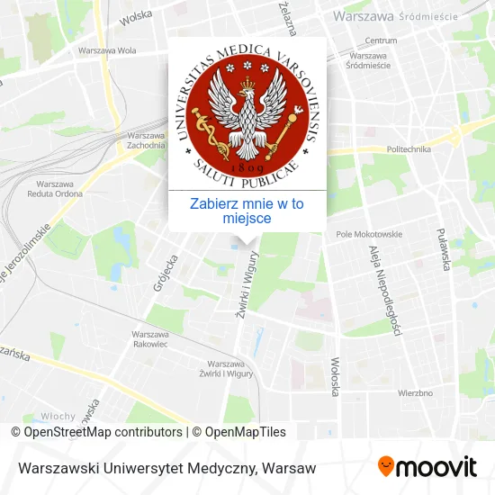 Mapa Warszawski Uniwersytet Medyczny