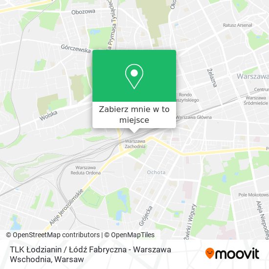 Mapa TLK  Łodzianin  / Łódź Fabryczna - Warszawa Wschodnia