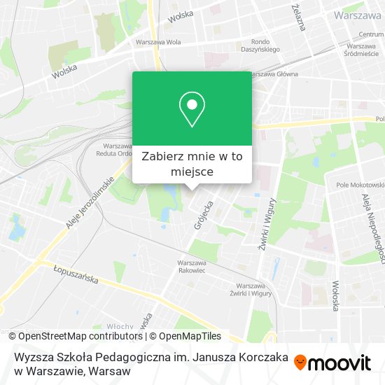 Mapa Wyzsza Szkoła Pedagogiczna im. Janusza Korczaka w Warszawie