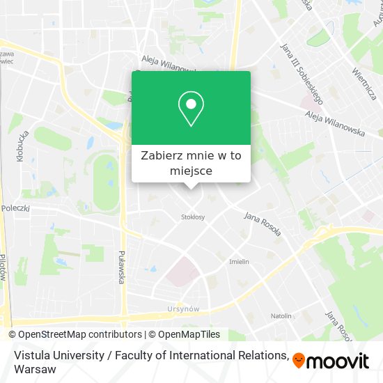 Mapa Vistula University / Faculty of International Relations