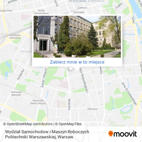 Mapa Wydział Samochodow i Maszyn Roboczych Politechniki Warszawskiej