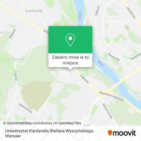 Mapa Uniwersytet Kardynała Stefana Wyszyńskiego