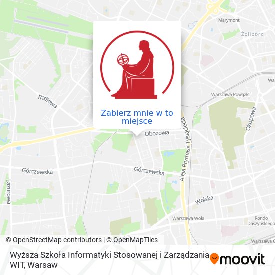 Mapa Wyższa Szkoła Informatyki Stosowanej i Zarządzania WIT