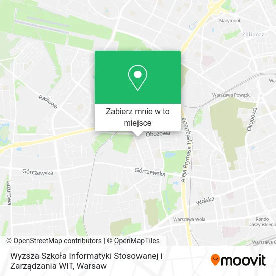 Mapa Wyższa Szkoła Informatyki Stosowanej i Zarządzania WIT