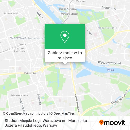 Mapa Stadion Miejski Legii Warszawa im. Marszałka Józefa Piłsudskiego