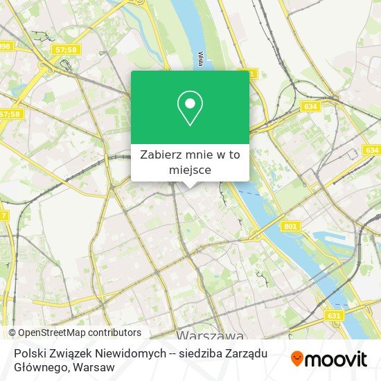 Mapa Polski Związek Niewidomych -- siedziba Zarządu Głównego