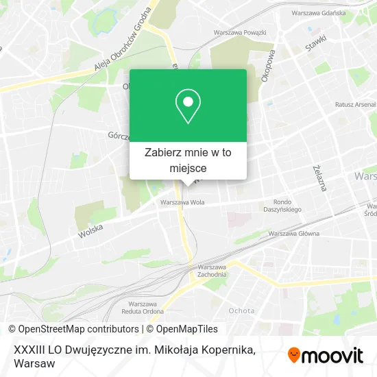 Mapa XXXIII LO Dwujęzyczne im. Mikołaja Kopernika