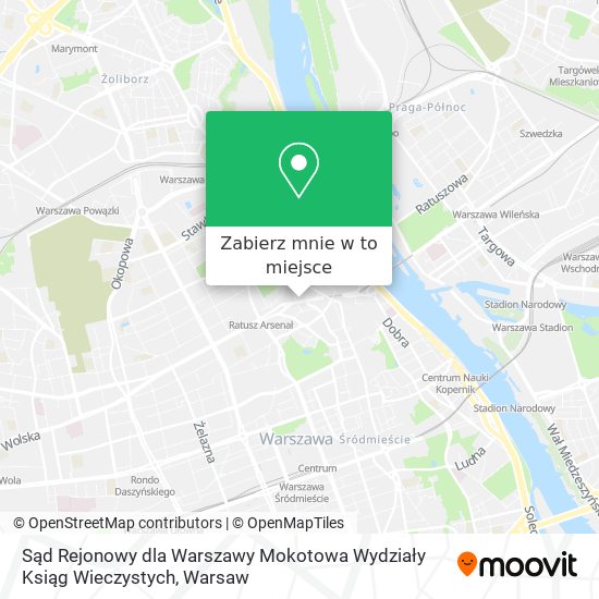 Mapa Sąd Rejonowy dla Warszawy Mokotowa Wydziały Ksiąg Wieczystych