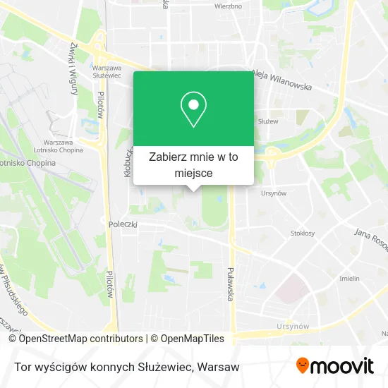 Mapa Tor wyścigów konnych Służewiec