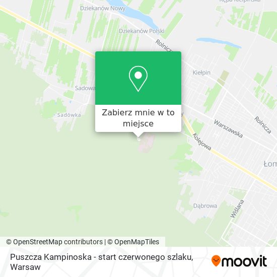 Mapa Puszcza Kampinoska - start czerwonego szlaku