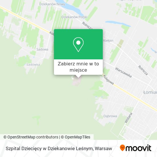 Mapa Szpital Dziecięcy w Dziekanowie Leśnym