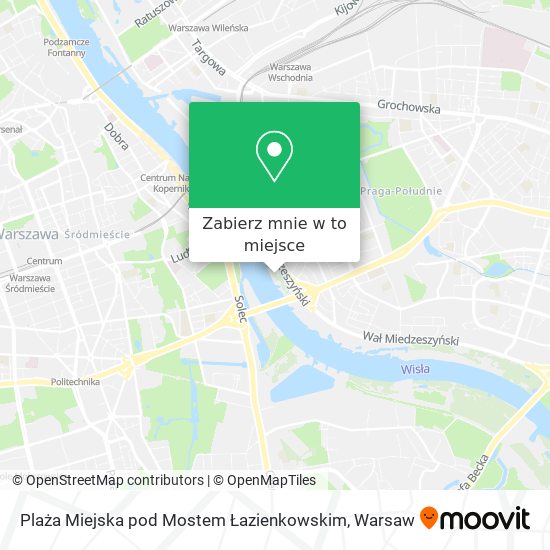 Mapa Plaża Miejska pod Mostem Łazienkowskim