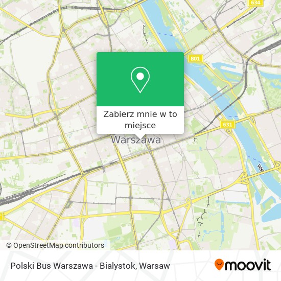 Mapa Polski Bus Warszawa - Bialystok