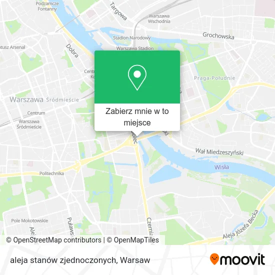 Mapa aleja stanów zjednoczonych