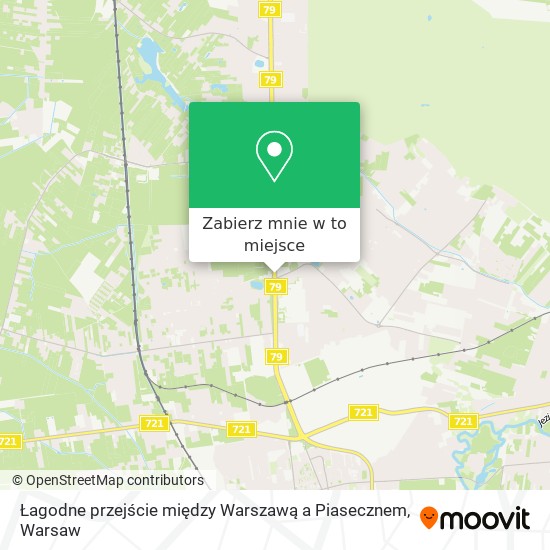 Mapa Łagodne przejście  między Warszawą a Piasecznem