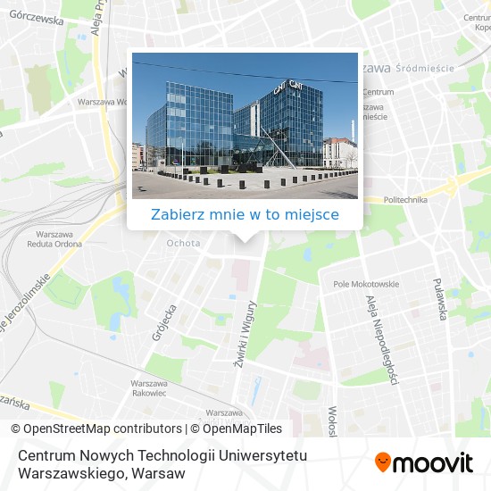 Mapa Centrum Nowych Technologii Uniwersytetu Warszawskiego