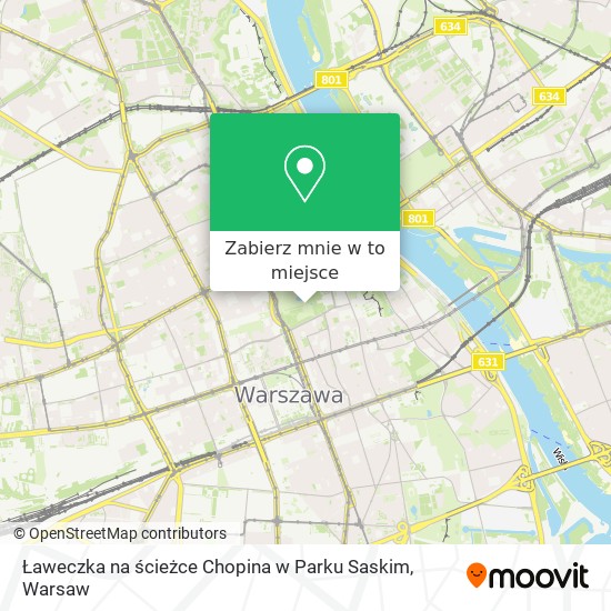 Mapa Ławeczka na ścieżce Chopina w Parku Saskim