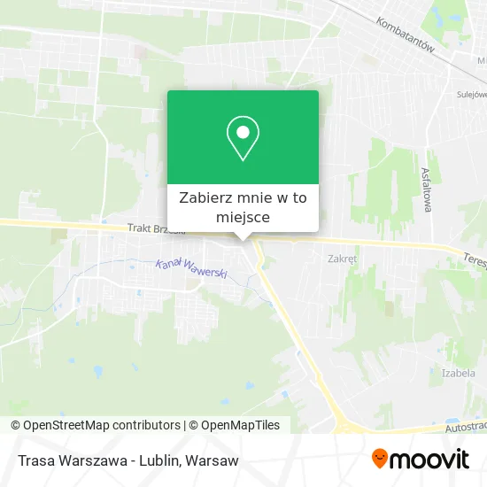 Mapa Trasa Warszawa - Lublin