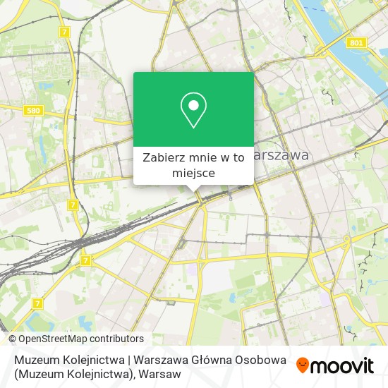 Mapa Muzeum Kolejnictwa | Warszawa Główna Osobowa