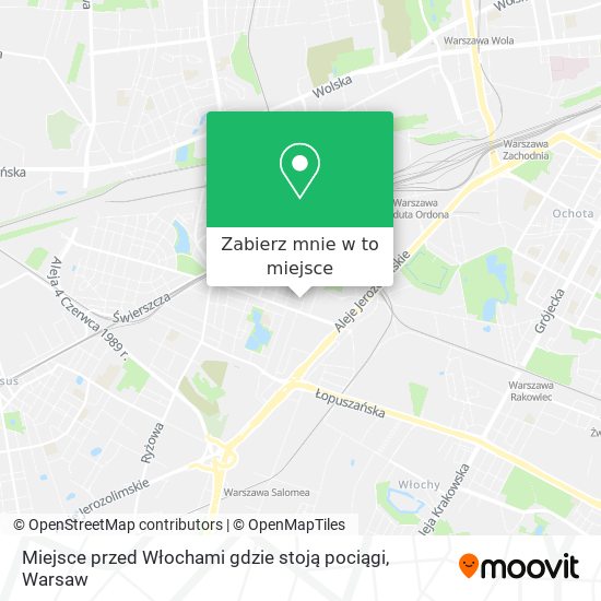 Mapa Miejsce przed Włochami gdzie stoją pociągi