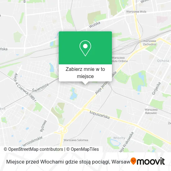 Mapa Miejsce przed Włochami gdzie stoją pociągi