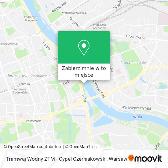 Mapa Tramwaj Wodny ZTM - Cypel Czerniakowski