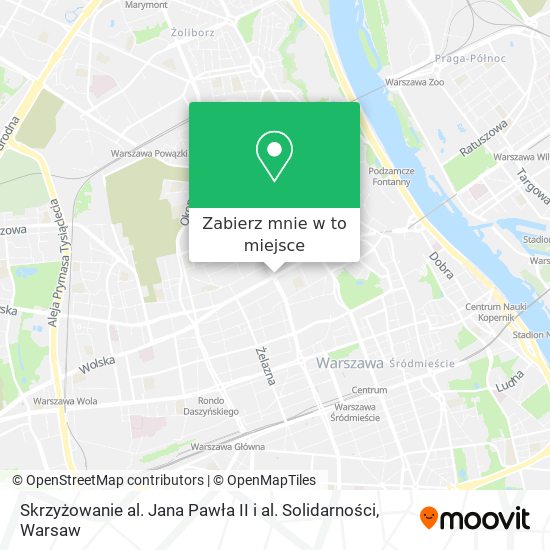 Mapa Skrzyżowanie al. Jana Pawła II i al.  Solidarności