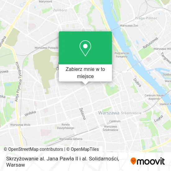 Mapa Skrzyżowanie al. Jana Pawła II i al.  Solidarności