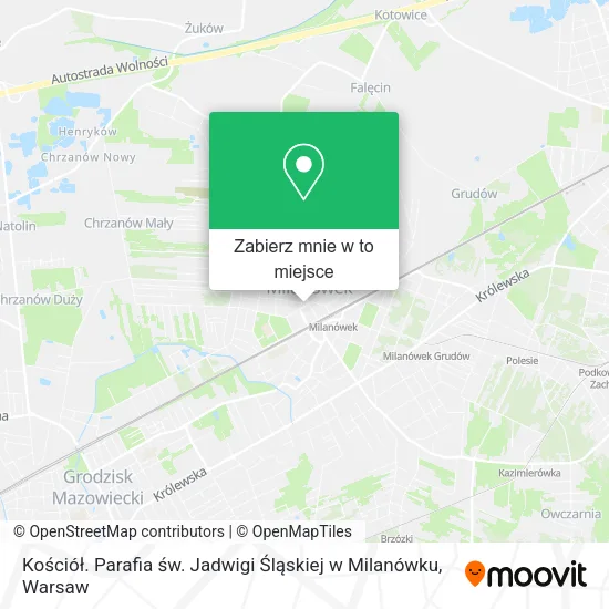 Mapa Kościół. Parafia św. Jadwigi Śląskiej w Milanówku