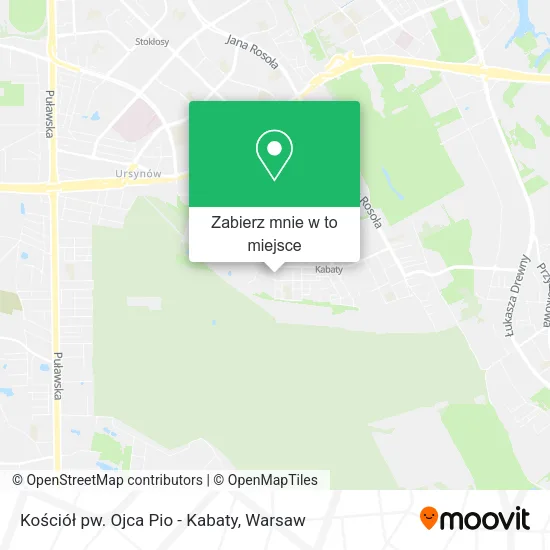 Mapa Kościół pw. Ojca Pio - Kabaty