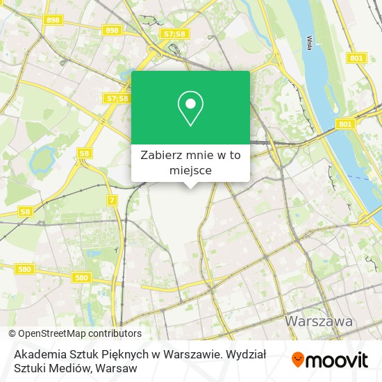 Mapa Akademia Sztuk Pięknych w Warszawie. Wydział Sztuki Mediów