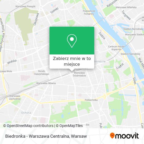 Mapa Biedronka - Warszawa Centralna