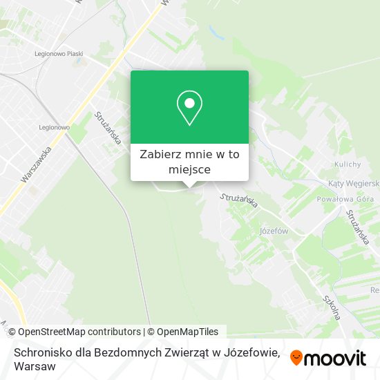 Mapa Schronisko dla Bezdomnych Zwierząt w Józefowie