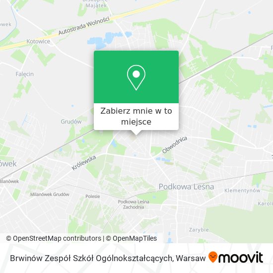 Mapa Brwinów Zespół Szkół Ogólnokształcących