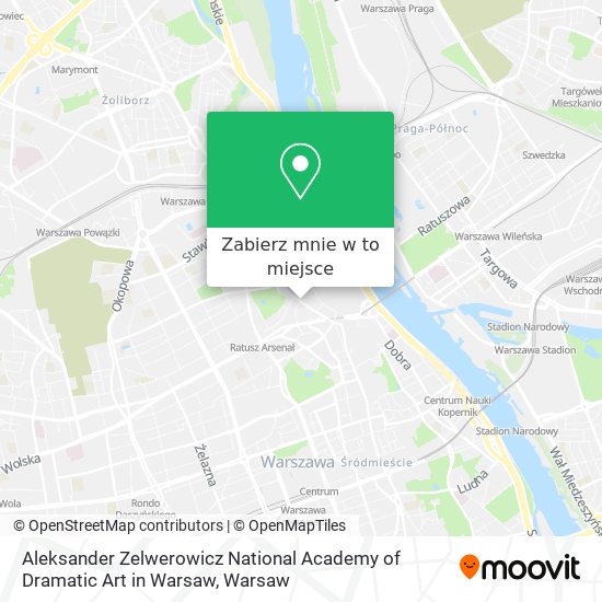 Mapa Aleksander Zelwerowicz National Academy of Dramatic Art in Warsaw