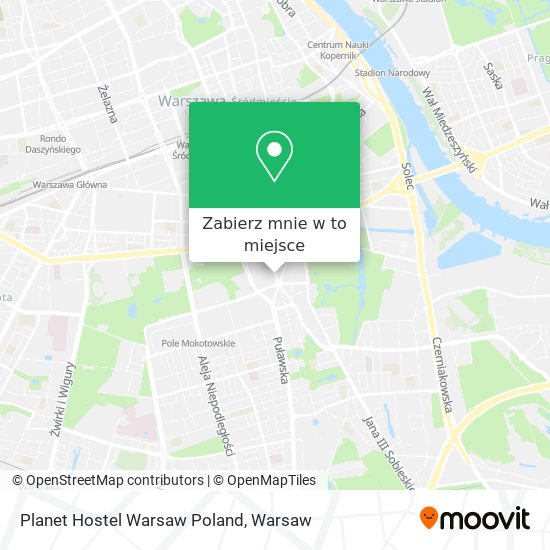 Mapa Planet Hostel Warsaw Poland