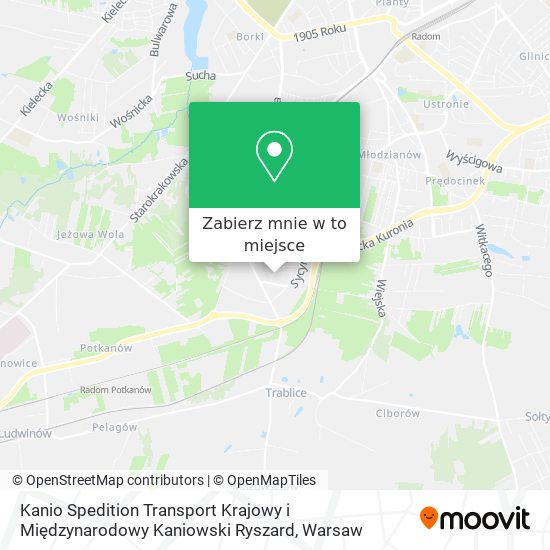 Mapa Kanio Spedition Transport Krajowy i Międzynarodowy Kaniowski Ryszard