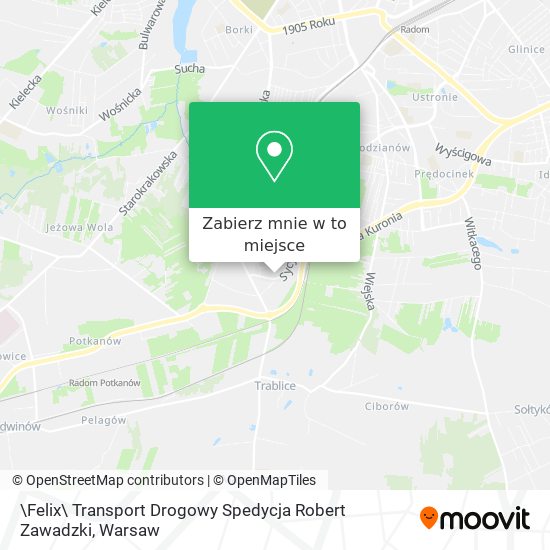 Mapa \Felix\ Transport Drogowy Spedycja Robert Zawadzki