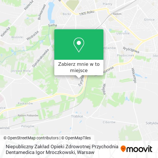 Mapa Niepubliczny Zakład Opieki Zdrowotnej Przychodnia Dentamedica Igor Mroczkowski